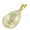 Dije Religioso 05.213.0099 Oro Laminado, Diseño de San Judas, Pulido, Tono Dorado