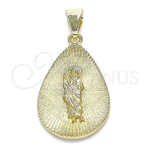 Dije Religioso 05.213.0099 Oro Laminado, Diseño de San Judas, Pulido, Tono Dorado