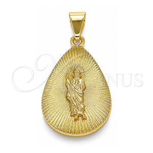 Dije Religioso 05.213.0099 Oro Laminado, Diseño de San Judas, Pulido, Tono Dorado