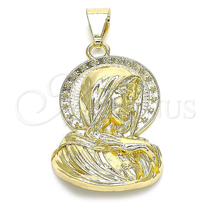 Dije Religioso 05.213.0100 Oro Laminado, Diseño de Sagrado Corazon de Maria, Pulido, Tono Dorado