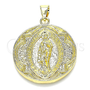 Dije Religioso 05.213.0102 Oro Laminado, Diseño de Guadalupe, Pulido, Tono Dorado