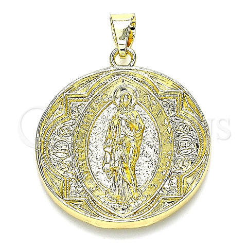 Dije Religioso 05.213.0102 Oro Laminado, Diseño de Guadalupe, Pulido, Tono Dorado