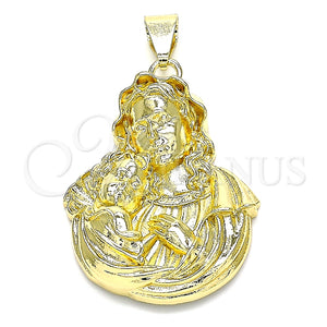 Dije Religioso 05.213.0103 Oro Laminado, Diseño de Caridad del Cobre, Pulido, Tono Dorado