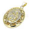 Dije Religioso 05.213.0104 Oro Laminado, Diseño de Caridad del Cobre, con Blanca Cristal, Pulido, Tono Dorado
