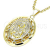 Dije Religioso 05.213.0104 Oro Laminado, Diseño de Caridad del Cobre, con Blanca Cristal, Pulido, Tono Dorado