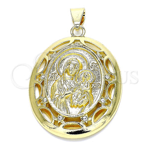 Dije Religioso 05.213.0104 Oro Laminado, Diseño de Caridad del Cobre, con Blanca Cristal, Pulido, Tono Dorado