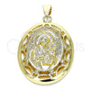 Dije Religioso 05.213.0104 Oro Laminado, Diseño de Caridad del Cobre, con Blanca Cristal, Pulido, Tono Dorado