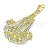 Dije Religioso 05.213.0106 Oro Laminado, Diseño de Caridad del Cobre, Pulido, Tono Dorado