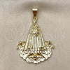 Dije Religioso 05.213.0106 Oro Laminado, Diseño de Caridad del Cobre, Pulido, Tono Dorado