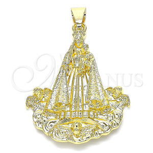 Dije Religioso 05.213.0106 Oro Laminado, Diseño de Caridad del Cobre, Pulido, Tono Dorado