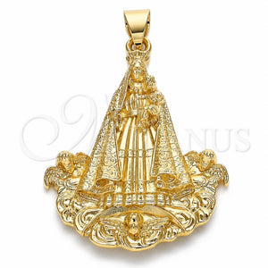 Dije Religioso 05.213.0106 Oro Laminado, Diseño de Caridad del Cobre, Pulido, Tono Dorado