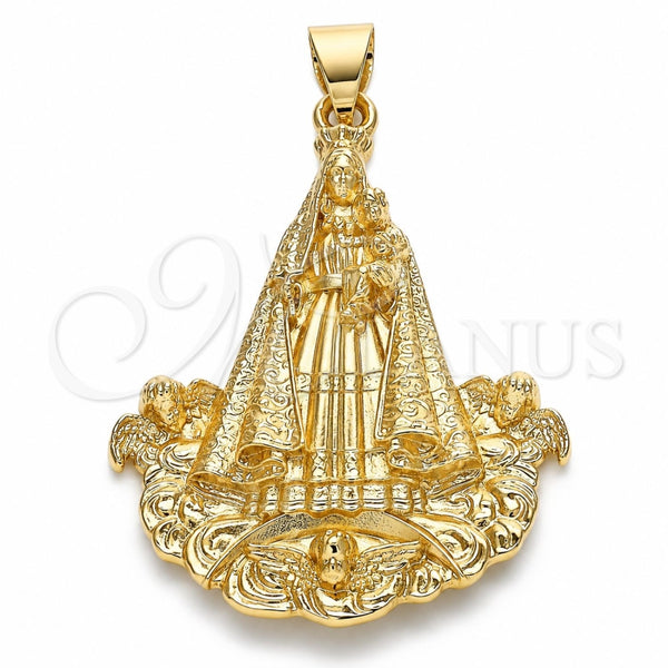 Dije Religioso 05.213.0106 Oro Laminado, Diseño de Caridad del Cobre, Pulido, Tono Dorado