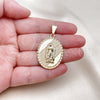 Dije Religioso 05.213.0107 Oro Laminado, Diseño de Guadalupe, Diamantado, Tono Dorado