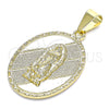 Dije Religioso 05.213.0107 Oro Laminado, Diseño de Guadalupe, Diamantado, Tono Dorado