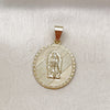 Dije Religioso 05.213.0107 Oro Laminado, Diseño de Guadalupe, Diamantado, Tono Dorado