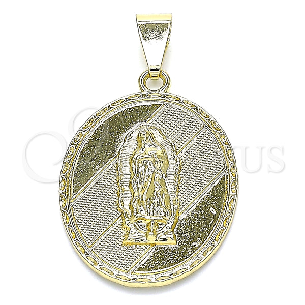 Dije Religioso 05.213.0107 Oro Laminado, Diseño de Guadalupe, Diamantado, Tono Dorado