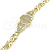Pulsera Elegante 03.100.0068.08 Oro Laminado, Diseño de Guadalupe y Corazón, Diamantado, Tono Dorado (07 MM Thickness, 8 Inches Length)