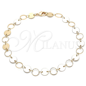 Tobillera Elegante 03.213.0123.10 Oro Laminado, Pulido, Tono Dorado (08 MM Thickness, 10 Inches Length)