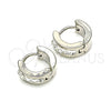 Argolla Huggie 02.230.0043.10 Acero Inoxidable, con Blanca Cristal, Pulido, Tono Plateado
