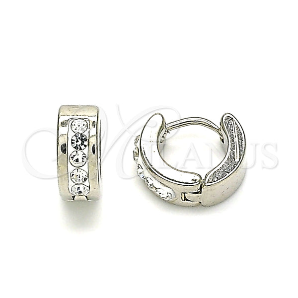 Argolla Huggie 02.230.0043.10 Acero Inoxidable, con Blanca Cristal, Pulido, Tono Plateado