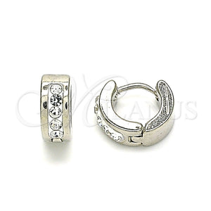 Argolla Huggie 02.230.0043.10 Acero Inoxidable, con Blanca Cristal, Pulido, Tono Plateado