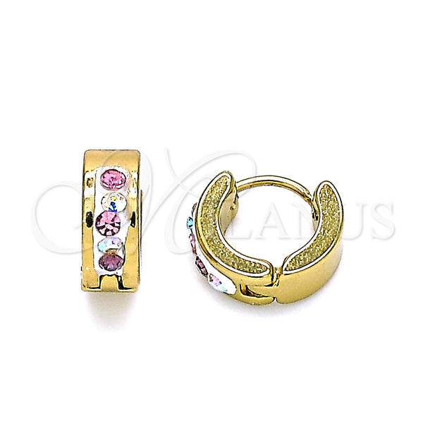 Argolla Huggie 02.230.0043.3.10 Acero Inoxidable, con Multicolor Cristal, Pulido, Tono Dorado