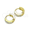 Argolla Huggie 02.230.0044.10 Acero Inoxidable, con Blanca Cristal, Pulido, Tono Dorado