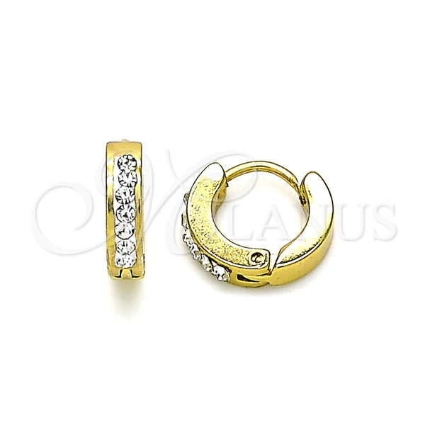 Argolla Huggie 02.230.0044.10 Acero Inoxidable, con Blanca Cristal, Pulido, Tono Dorado