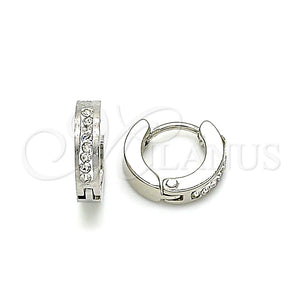 Argolla Huggie 02.230.0044.1.10 Acero Inoxidable, con Blanca Cristal, Pulido, Tono Plateado