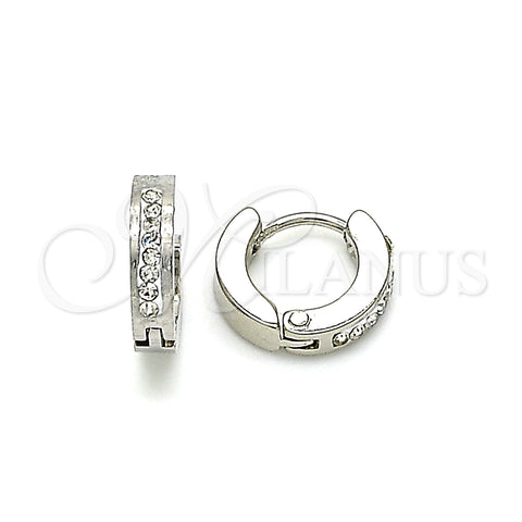 Argolla Huggie 02.230.0044.1.10 Acero Inoxidable, con Blanca Cristal, Pulido, Tono Plateado