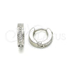 Argolla Huggie 02.230.0044.1.10 Acero Inoxidable, con Blanca Cristal, Pulido, Tono Plateado