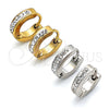 Argolla Huggie 02.230.0044.1.10 Acero Inoxidable, con Blanca Cristal, Pulido, Tono Plateado