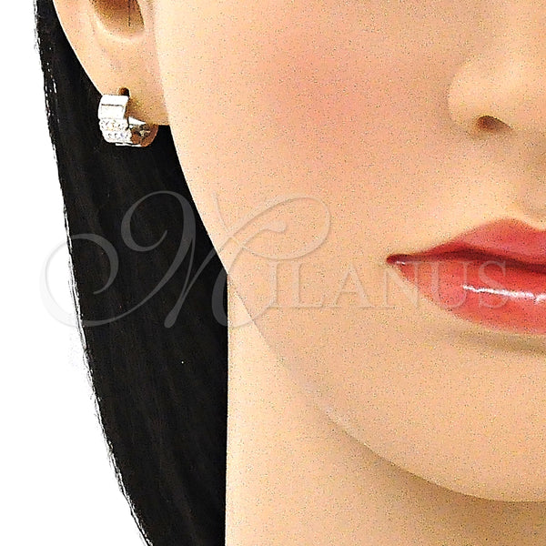 Argolla Huggie 02.230.0046.10 Acero Inoxidable, con Blanca Cristal, Pulido, Tono Plateado