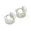Argolla Huggie 02.230.0046.10 Acero Inoxidable, con Blanca Cristal, Pulido, Tono Plateado