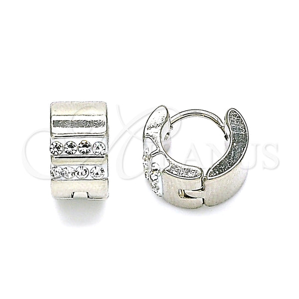 Argolla Huggie 02.230.0046.10 Acero Inoxidable, con Blanca Cristal, Pulido, Tono Plateado