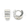 Argolla Huggie 02.230.0046.10 Acero Inoxidable, con Blanca Cristal, Pulido, Tono Plateado