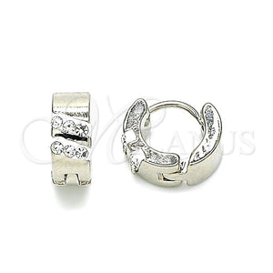 Argolla Huggie 02.230.0047.10 Acero Inoxidable, con Blanca Cristal, Pulido, Tono Plateado