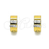 Argolla Huggie 02.230.0049.10 Acero Inoxidable, con Blanca Cristal, Pulido, Tono Dorado