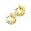 Argolla Huggie 02.230.0049.10 Acero Inoxidable, con Blanca Cristal, Pulido, Tono Dorado