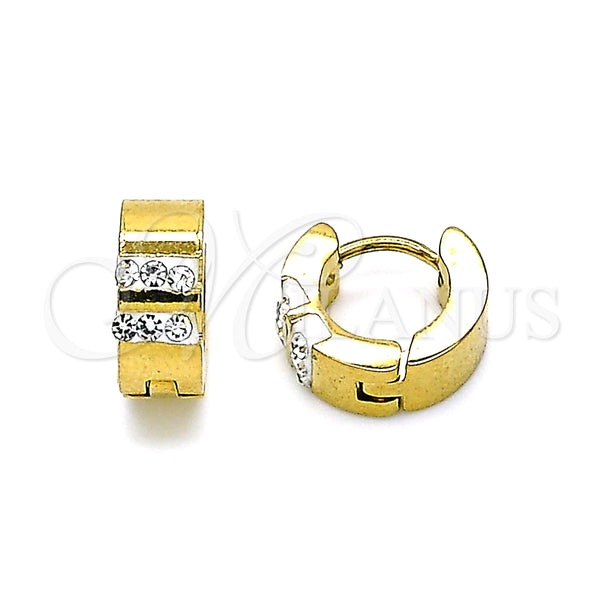 Argolla Huggie 02.230.0049.10 Acero Inoxidable, con Blanca Cristal, Pulido, Tono Dorado