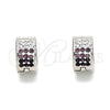 Argolla Huggie 02.230.0048.1.10 Acero Inoxidable, con Amatista and Blanca Cristal, Pulido, Tono Plateado