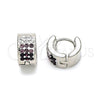 Argolla Huggie 02.230.0048.1.10 Acero Inoxidable, con Amatista and Blanca Cristal, Pulido, Tono Plateado