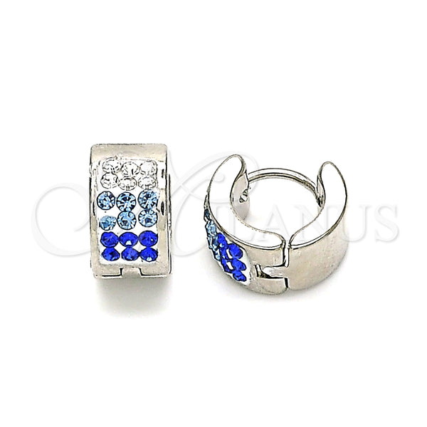 Argolla Huggie 02.230.0048.2.10 Acero Inoxidable, con Zafiro Azul and Blanca Cristal, Pulido, Tono Plateado