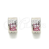 Argolla Huggie 02.230.0048.3.10 Acero Inoxidable, con Rosado and Blanca Cristal, Pulido, Tono Plateado