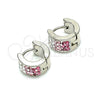 Argolla Huggie 02.230.0048.3.10 Acero Inoxidable, con Rosado and Blanca Cristal, Pulido, Tono Plateado