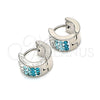 Argolla Huggie 02.230.0048.4.10 Acero Inoxidable, con Aqua Azul and Blanca Cristal, Pulido, Tono Plateado