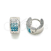 Argolla Huggie 02.230.0048.4.10 Acero Inoxidable, con Aqua Azul and Blanca Cristal, Pulido, Tono Plateado
