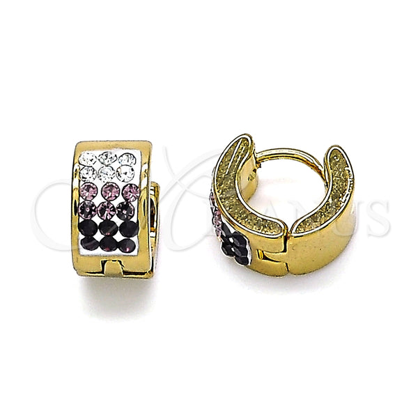 Argolla Huggie 02.230.0048.6.10 Acero Inoxidable, con Amatista and Blanca Cristal, Pulido, Tono Dorado