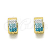 Argolla Huggie 02.230.0048.7.10 Acero Inoxidable, con Aqua Azul and Blanca Cristal, Pulido, Tono Dorado