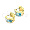 Argolla Huggie 02.230.0048.7.10 Acero Inoxidable, con Aqua Azul and Blanca Cristal, Pulido, Tono Dorado